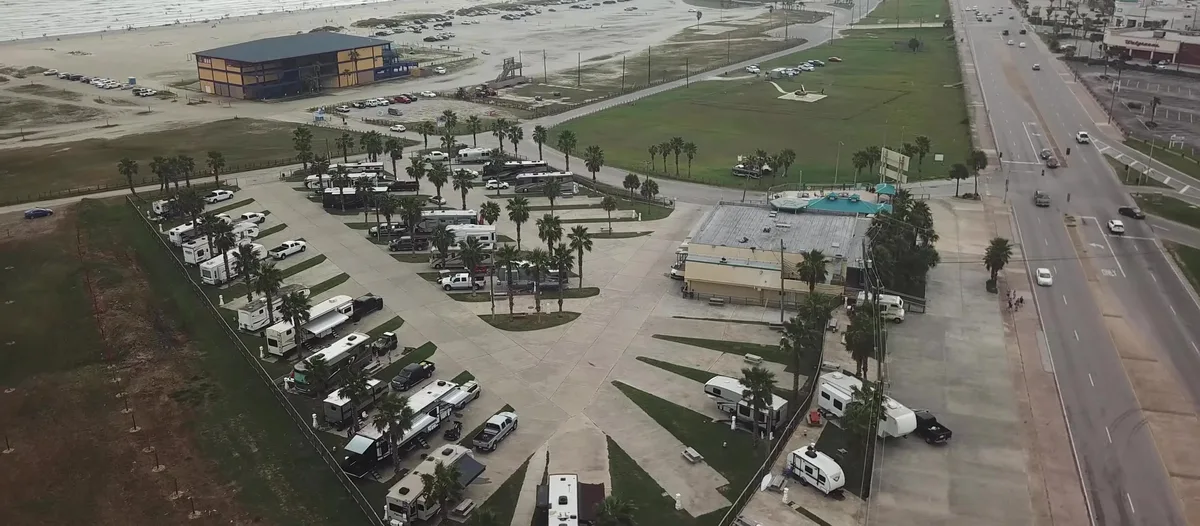 Sandpiper RV Resort and its Galveston corner from above