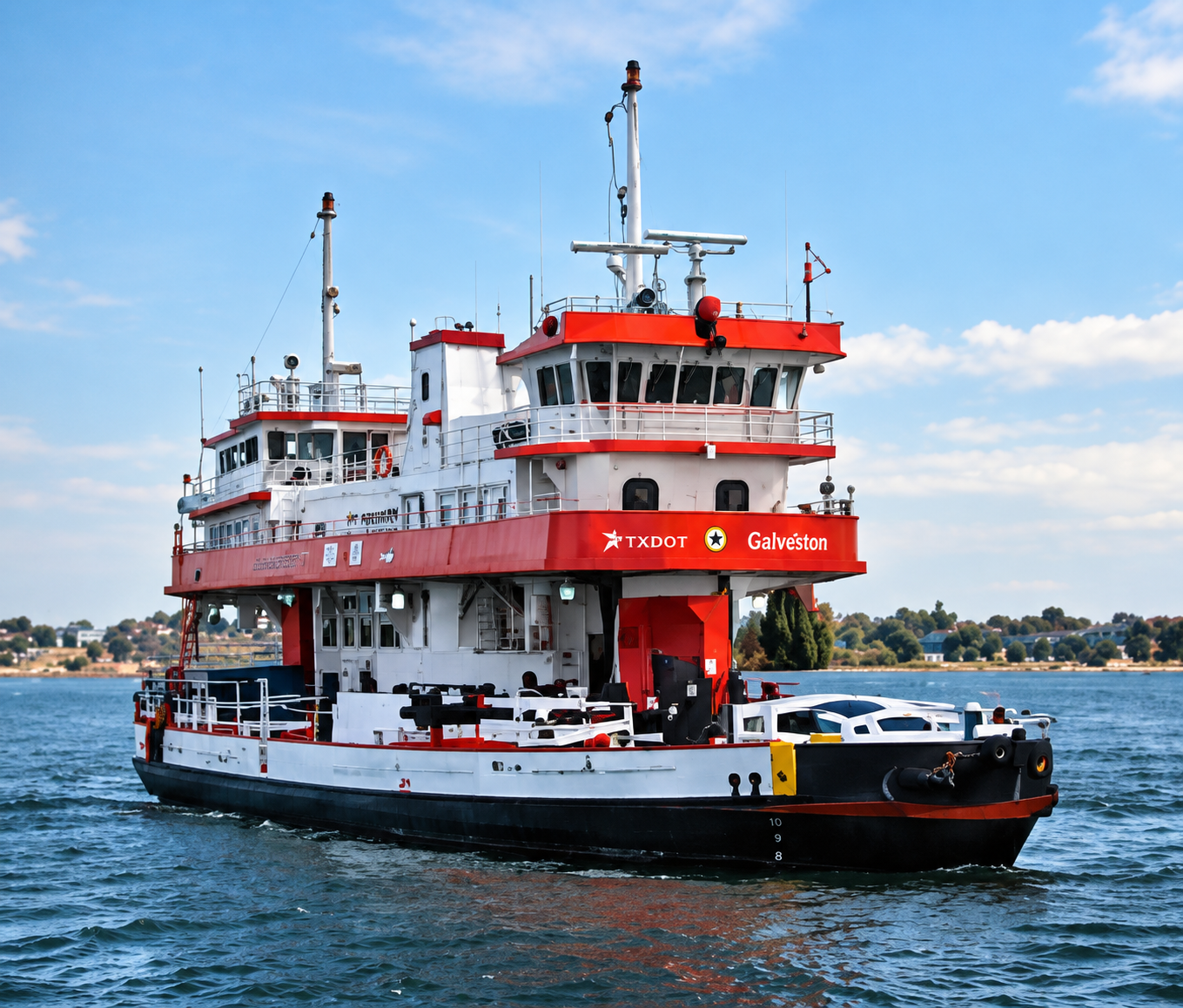 A Bolivar ferry crossing the channel